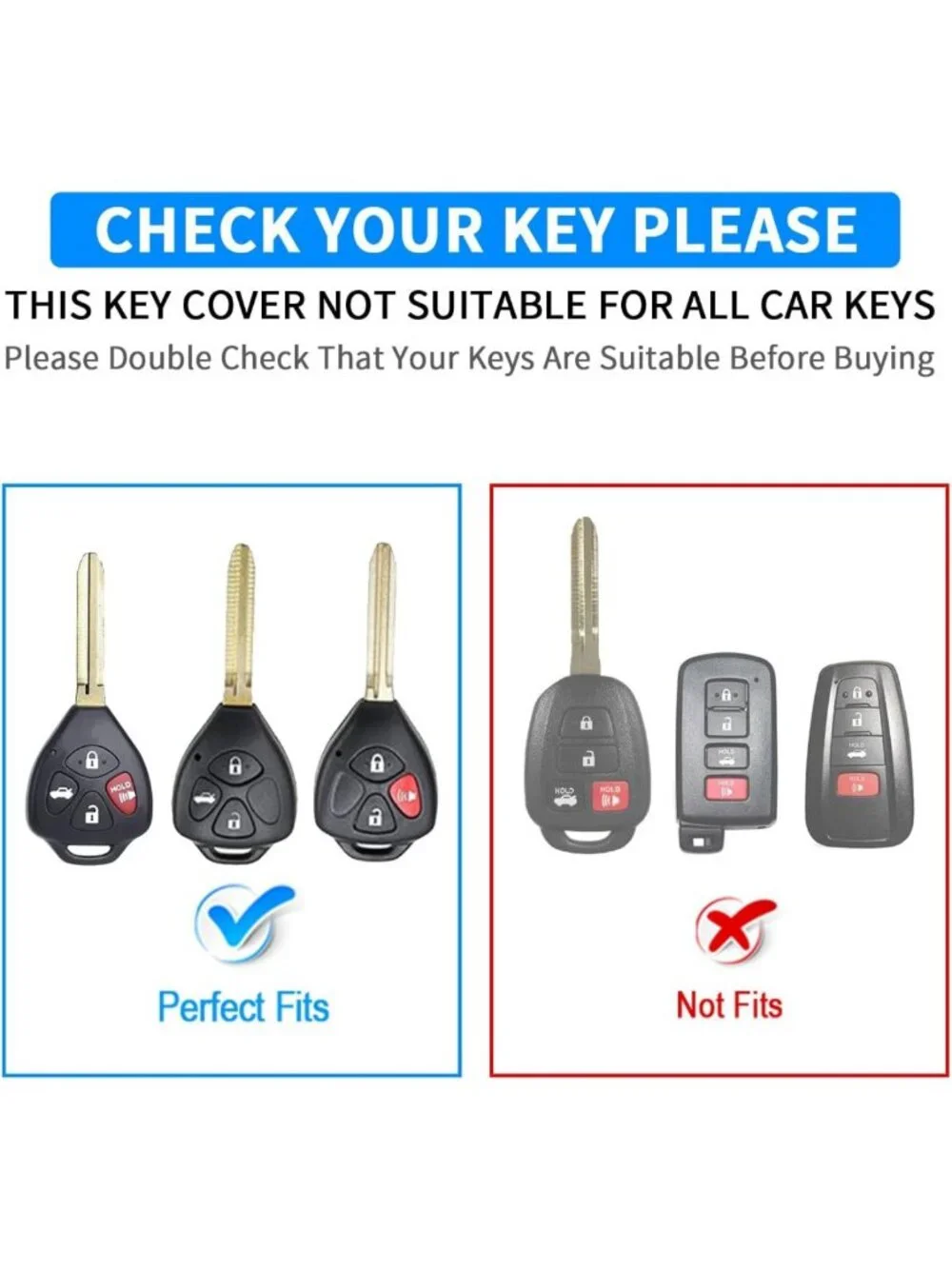 Durable Key Fob Cover with Keychain for Toyota Camry, Corolla, Avalon, Venza